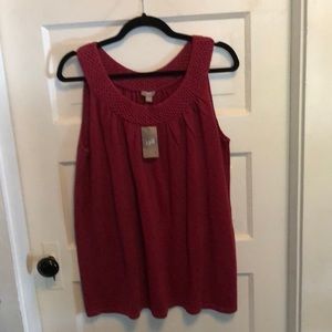 J.Jill Sleeveless Sweater with crochet trim size M